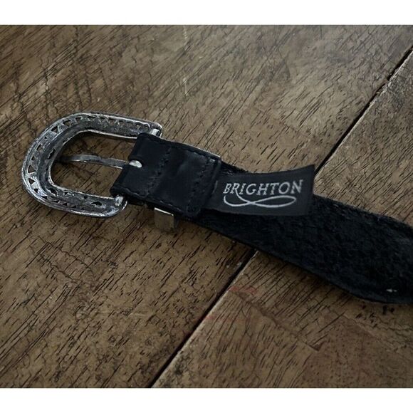 Brighton Belt Vtg 1995 Black Leather Silver Tone Concho Medallions Size Small - Picture 10 of 15